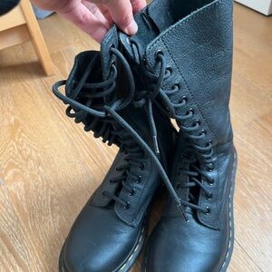 Classic Black Leather Combat Boots